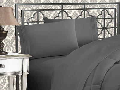 Bed Sheets Queen 4 Pieces, Dark Grey Sheet Set for Bedroom with