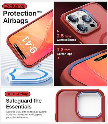 Lamicall Magnetic Case for iPhone 14 Pro/14 Pro Max [ Anti-Slip Edge ] [  MIL-Grade Airbag Shockproof ], Translucent Hard Slim Protective