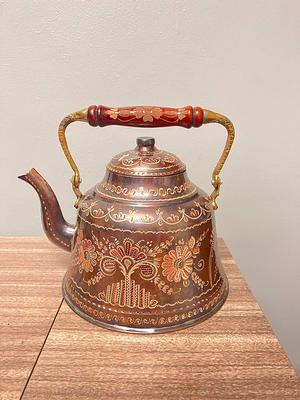 Hammered Copper Tea Pot Kettle Stovetop Teapot Turkish Tea Pot