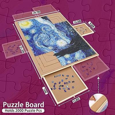 2000 Piece Wooden Jigsaw Puzzle Board with 6 Drawers, 41 X 30