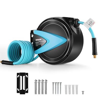 VEVOR Air Hose Reel, 3/8 IN x 100 FT Retractable Hybrid Polymer Hose MAX  300PSI, Pneumatic Ceiling / Wall Mount Heavy Duty Double Arm Steel Reel Auto  Rewind 