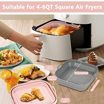 OUTXE 2-Pack 8inch Foldable Square Silicone Air Fryer Liners for