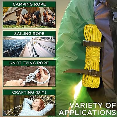 1/8in(3mm) 164ft Nylon Rope Solid Braided Cord 5 Stands Paracord Thin String for Crafts Multipurpose UV Resistant for Tent Garden Clothesline and