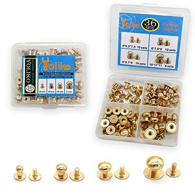 10 Set 6mm Brass Round Head Stud Screw Rivets for DIY Leather Craft Black