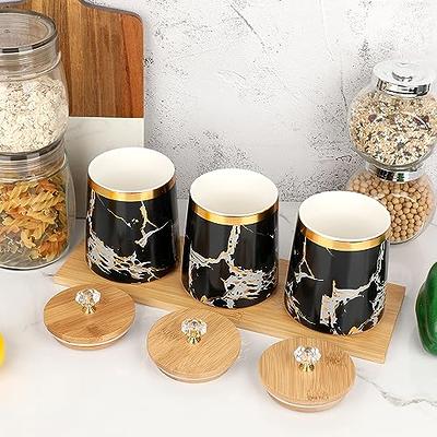 Black Canisters Sets for Kitchen-Set of 3 Kitchen Canisters for