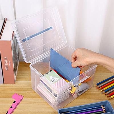 BTSKY 2 Layer Clear Plastic Dividing Storage Box with Removable Tray  Multipurpose Stationery Storage Box with Handle Portable Sewing Box Art  Craft