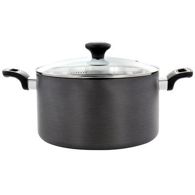 Cooks Standard 7 Quart Hard Anodized Nonstick Dutch Oven Casserole Stockpot with Lid Black