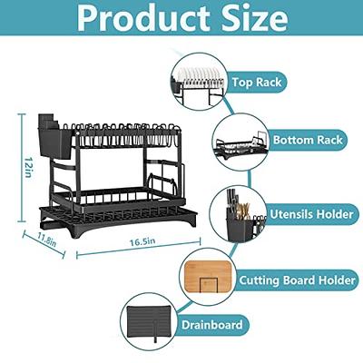 Santentre 2-Tier Dish Drying Rack with Removable Utensil Holder, Over Sink Dish  Drying Rack for Space Saver, Dish Drainers for Kitchen Counter, Rust  Resistant Stainless Steel Dish Rack, Black - Yahoo Shopping