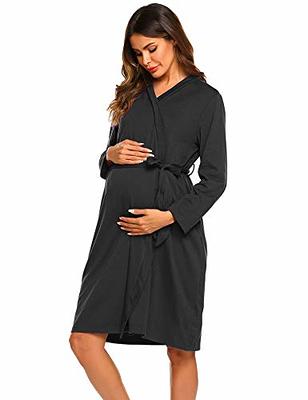 Ekouaer Womens Maternity Robes and Gown Set for Hospital, Long Sleeve,  Labor, Delivery, Nursing Nightgown, A_Dark Grey, Large - Yahoo Shopping