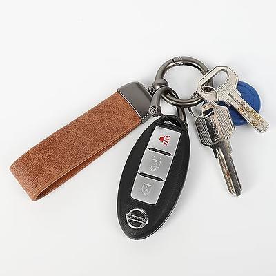 STACCTE Car Keys Keychain, Leather Key Chain, Universal Decorative Car Key Holder, Anti-lost D-Ring, 360 Degree Rotatable Key Fob Keychain, Keychain