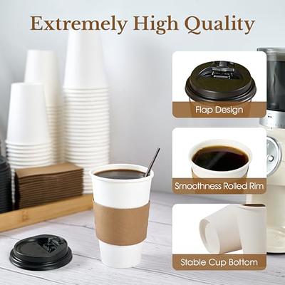 Turbo Bee Disposable Coffee Cups with Lids 16 OZ (100 Pack), To Go Iced Hot  Coffee Cups with Sleeves and Stirrers, White Paper Coffee Cups for Home,  Office and Cafes - Yahoo Shopping