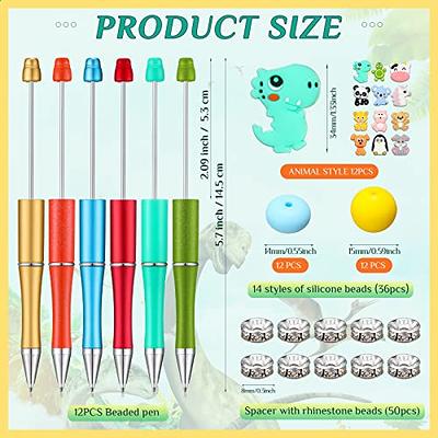 Beadable Pens Bead Pens with Many Multicolor Beads Assorted Spacer Beads  DIY Craft Kits Gel Ink Bead Pen Craft Office