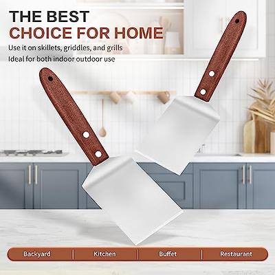 2 Pieces Small Brownie Cookie Spatula Metal Stainless Steel Spatula with  Wooden Handle Heavy Duty Spatula for Kitchen Cooking Chef Baking Scraper