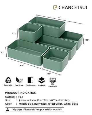 CHANCETSUI 6 Pcs Stackable Drawer Organizer Set, 6.6 x 6.6 Square Plastic Vanity Drawer Organizers and Storage Bins,Desk Drawer Organizer Trays for Makeup