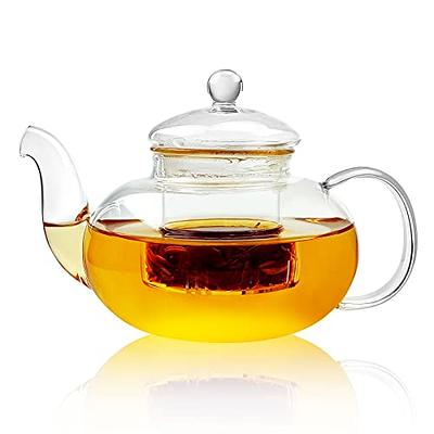 PARACITY Glass Teapot Stovetop 18.6 OZ, Borosilicate Clear Tea Kettle with  Removable 18/8 Stainless Steel Infuser, Teapot Blooming and Loose Leaf Tea
