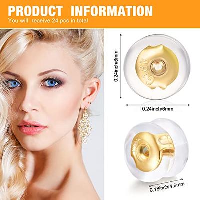 14K Real Solid Gold Earring Backs Hypoallergenic Soft Clear Silicone  Backings Ear Piercing Replacements Secure Safety for Studs Drop Comfortable