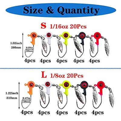 Bombite 20pcs Crappie Jig Heads,Fishing Lures Jig Head with Spinner  Blade,1/8 oz 1/16 oz Fishing Jig Heads for Crappie Bass Fishing - Yahoo  Shopping