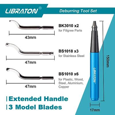 Libraton Deburring Tool with 11 High Speed Steel Blades, 360 Degree Rotary  Head Deburring Tool for Metal, Resin, Aluminum, Copper, Plastic, 3D