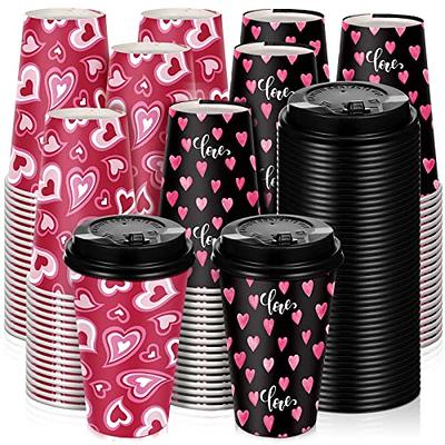 Hot Coffee Cup With Hearts . Valentines Day Coffee Cup . 