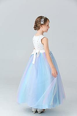 Fancy Girls Dress Tulle Lace Wedding Bridesmaid Ball Gown Floor