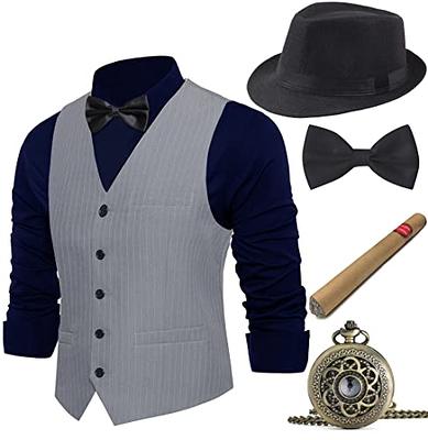 BABEYOND 1920s Mens Gatsby Gangster Costume Accessories Set 30s Manhattan  Fedora Hat Suspenders