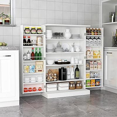 Basicwise Kitchen Pantry Storage Cabinet with Doors and Shelves White