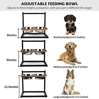 odriew elevated dog bowls, 5 adjustable heights raised dog bowl