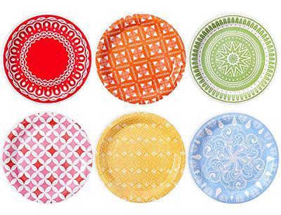 CHENGU Disposable Plates for Party Disposable Dinnerware Set Include 7 Inch  Paper pastel Dessert Plates and 12 oz Cups for Birthday Party Supplies