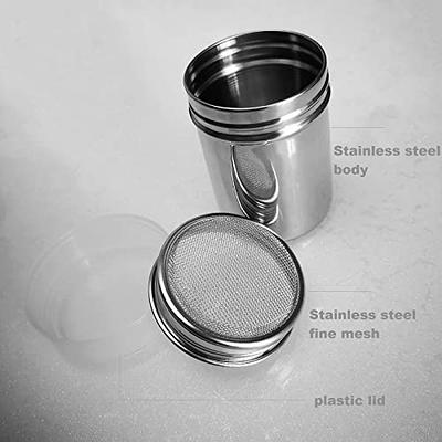 Food Grade Stainless Steel Powdered Sugar Shaker Duster Flour Sifter,  Baking Powder Sifters for Baking Tools (Black)