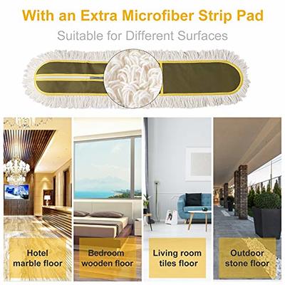 CLEANHOME 24 Commercial Dust Mop for Floor Cleaning, Heavy Duty Floor Mop  with 2 Microfiber Mop Pads Wet and Dry Flat Mop, Commercial Cleaning Tools