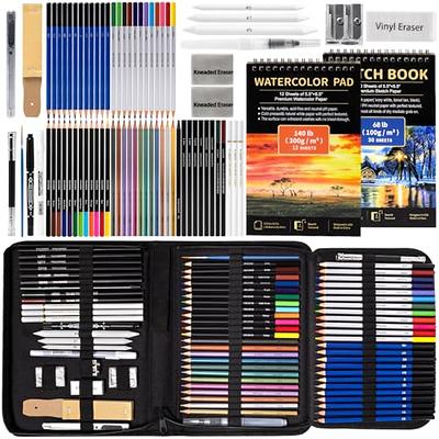  H & B 76 Colored Pencils & Sketchbook Drawing Kit