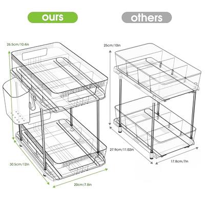 2 Tier Pull-out Home Organizer with Handles and Dividers Clear