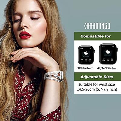  WONMILLE Posh Leather Bands Compatible With Apple Watch 41mm  40mm 38mm Women, Boho Bracelets Jewelry Multilayer Wrap Strap for iwatch  Series SE 8 7 6 5 4 3 2 1 (Black