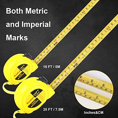 6 Pieces Tape Measures, 25 ft /16 ft/12 ft Measuring Tape Retractable,Easy  Read Measurement Tape with Fractions,Self-Locking Tape Measure for  Designer, Decorator 