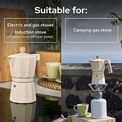 Coffee Pot, Stainless Steel Moka Pot Italian Coffee Maker 6 cup/10 OZ  Stovetop Espresso Maker for Gas or Electric Ceramic Stovetop Camping Manual