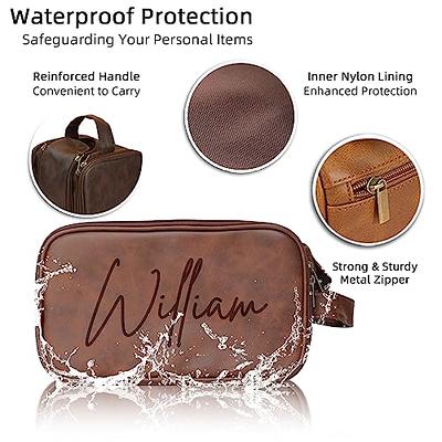 Personalized Toiletry Bag For Men, Husband, Boyfriend, Dad Large Capacity  PU Leather Travel Dopp Kit Handcrafted Custom Name Unique Gift For  Birthday