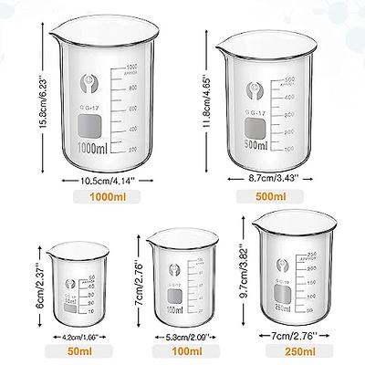 250ml 500ml 1000ml Tempered Transparent Glass Measuring Cup With