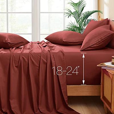  Queen Size Bed Sheets - Breathable Luxury Sheets with Full  Elastic & Secure Corner Straps Built In - 1800 Supreme Collection Extra  Soft Deep Pocket Bedding Set, Sheet Set, Queen, Rust 