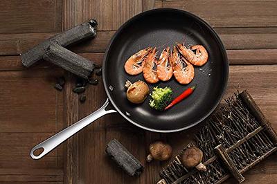 7-Inch Frying Pan Round Stainless Steel Nonstick Scratch-Resistant with  Tempered Glass Lid Kitchen