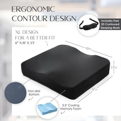 Stephan Roberts Home STRB-SC17X19-08 Stephan Robert Seat Cushion, Non-Slip Orthopedic Cooling Memory Foam, Back and Tailbone Relief, Black