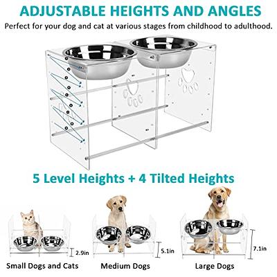 odriew elevated dog bowls, 5 adjustable heights raised dog bowl