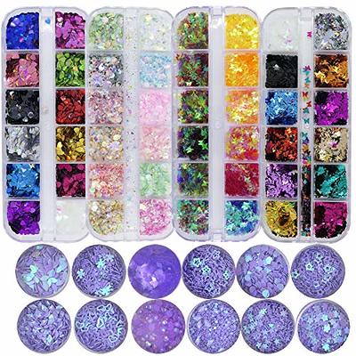 AddFavor 9 Colors Iridescent Nail Glitter Flakes Mermaid Chunky Glitter  Shiny Hexagon Sparkles Accessories for Nail Art