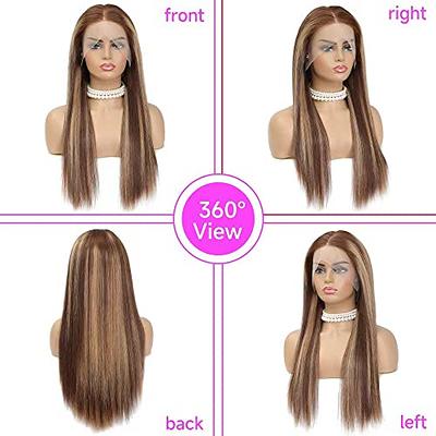 Highlight Ombre Lace Front Wig Human Hair 13x4 HD Transparent 4/27 Honey  Blonde Lace Frontal Wigs Pre Plucked with Baby Hair 180% Density Straight  Lace Front wigs Human Hair Colored 26 Inch - Yahoo Shopping