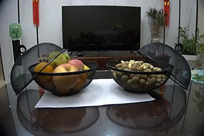  Fruit Basket With Lid - Decorative Fruit Bowl Metal Wire Basket  Covered Fruit Bowl Strainer For Fruits Vegetables Fruit Display Stand Keeps  Flies Out Φ10.7 (2 Fruit Baskets+2 Lids) (black) 