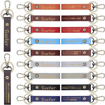 Sureio 20 Pcs Teacher Appreciation Leather Keychain for Women Men