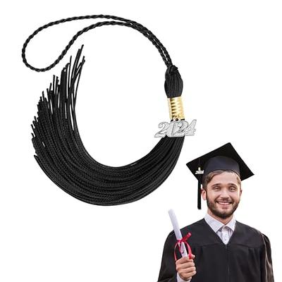  2 PCS 2024 Tassel Graduation Academic Graduation Cap Tassel  2024 Tassel for Graduation Cap Hat Decoration Tassel with The 2024 Year  Silver Charm Graduation Party Gift Ceremonies Accessories, (White)