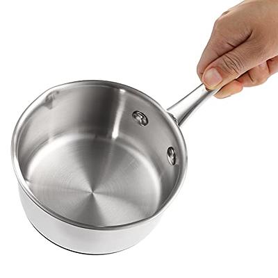 Tureclos Non-Stick Milk Pot Butter Chocolate Melted Heating Warmer Pan Small Cheese Pot with Pour Spout, Size: 8.5, Silver