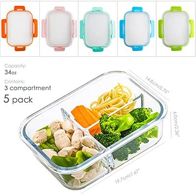 UMEIED Glass Meal Prep Containers 3 Compartment with Lids (5 Pack, 36oz),  Divided Glass Storage Containers for Lunch at Work, Leak-Proof Portion  Control Food Containers, Microwave/Dishwasher Safe - Yahoo Shopping