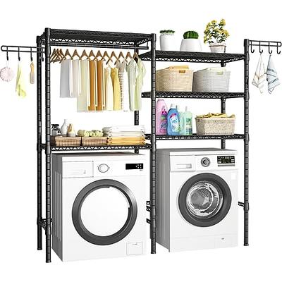 5-Tier Wood Over The Washer and Dryer Storage Shelf- Laundry Room  Organization Space Saving Laundry Drying Clothes Racks Heavy Duty  Adjustable Height Bathroom Shelf for Home Decor 