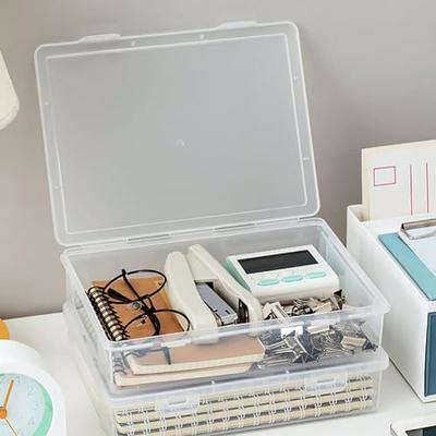 NUOBESTY Office Desk Organizer File Case Clear Plastic Scrapbook Paper  Storage Box Pen Makeup Brush Case Documents Magazines Paper Cards Protector  for Home Office - Yahoo Shopping